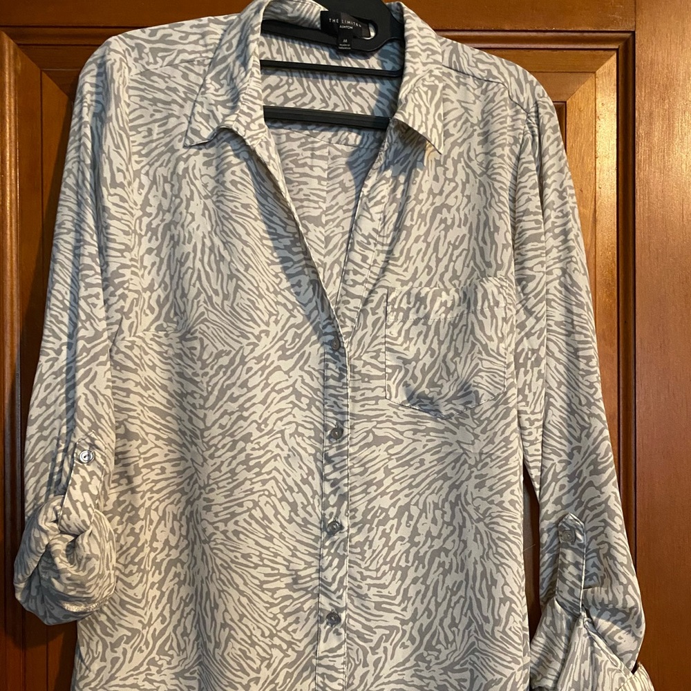 The Limited Ashton button down, grey animal print, size medium